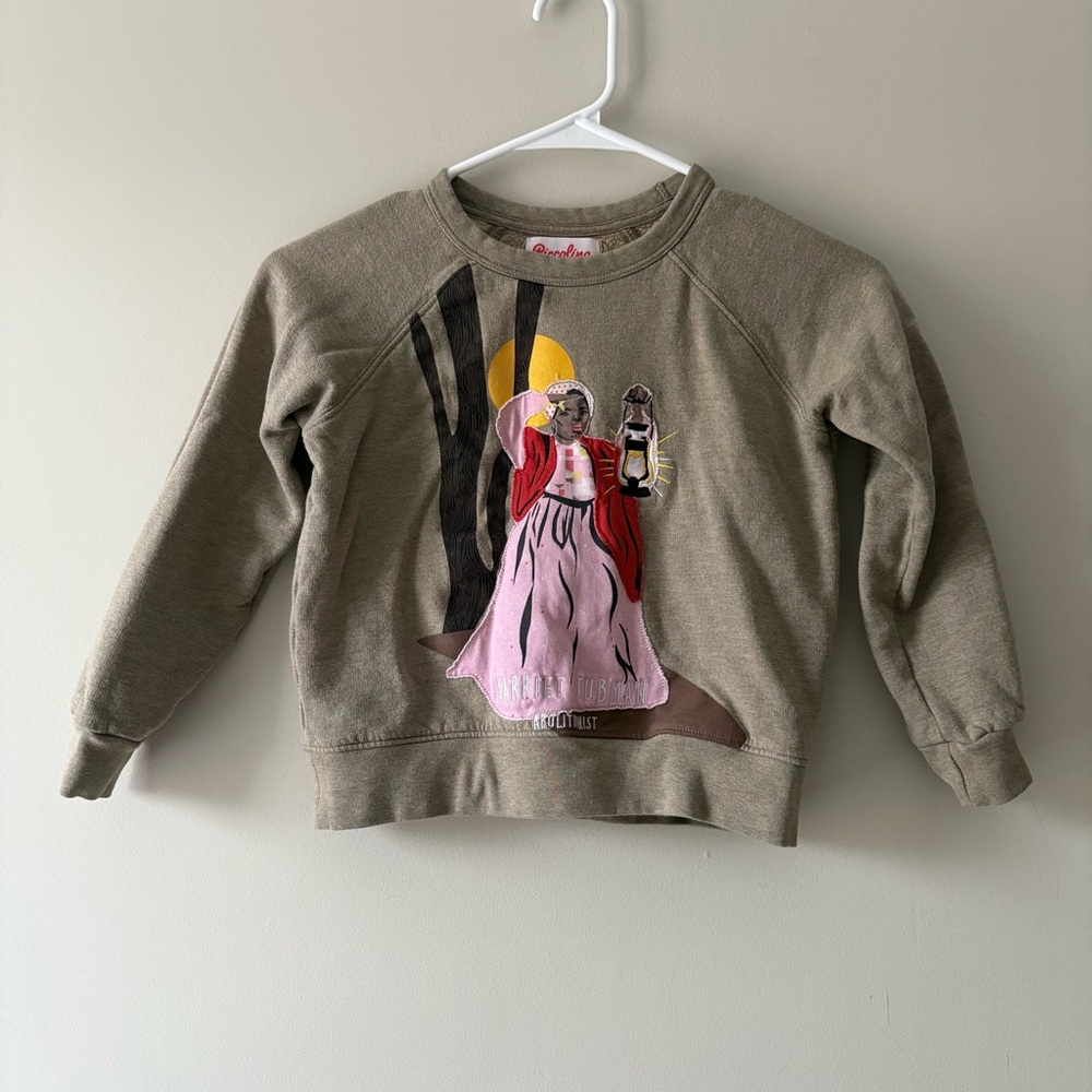 Piccolina Girls Sz 7 Harriet Tubman Trailblazer Raglan Sweatshirt Black History